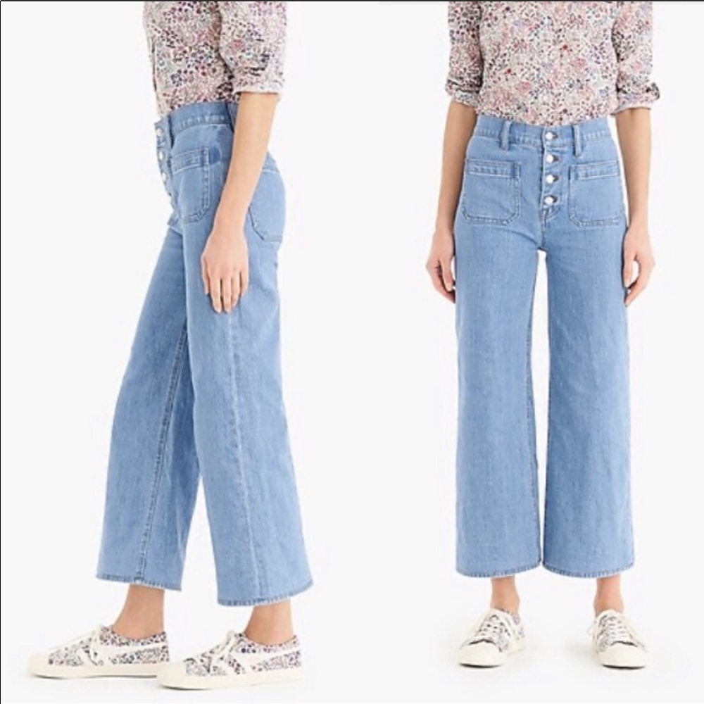 Point Sur Wide Leg Light Wash Crop Jeans